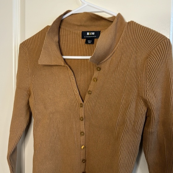 Anthropologie Button Up Collared Ribbed Top Size small - Picture 6 of 11